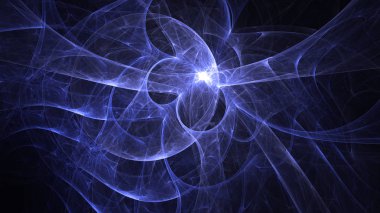 Soyut mavi fraktal ışık arkaplanı 3 boyutlu oluşturuluyor