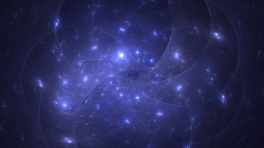 Soyut mavi fraktal ışık arkaplanı 3 boyutlu oluşturuluyor