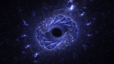 Soyut mavi fraktal ışık arkaplanı 3 boyutlu oluşturuluyor