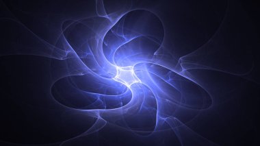 Soyut mavi fraktal ışık arkaplanı 3 boyutlu oluşturuluyor