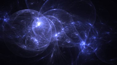 Soyut mavi fraktal ışık arkaplanı 3 boyutlu oluşturuluyor