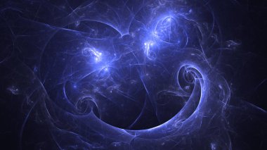 Soyut mavi fraktal ışık arkaplanı 3 boyutlu oluşturuluyor