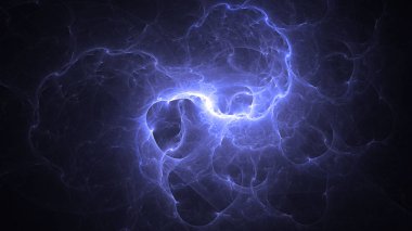 Soyut mavi fraktal ışık arkaplanı 3 boyutlu oluşturuluyor