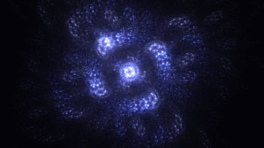 Soyut mavi fraktal ışık arkaplanı 3 boyutlu oluşturuluyor