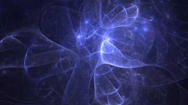 Soyut mavi fraktal ışık arkaplanı 3 boyutlu oluşturuluyor