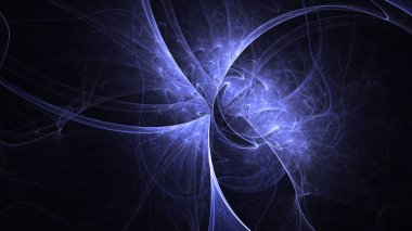 Soyut mavi fraktal ışık arkaplanı 3 boyutlu oluşturuluyor