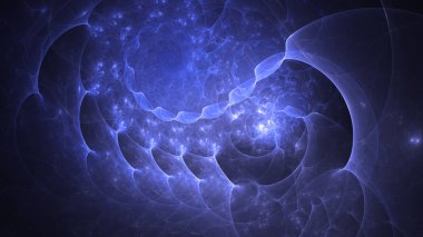 Soyut mavi fraktal ışık arkaplanı 3 boyutlu oluşturuluyor