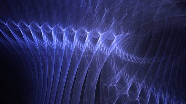 Soyut mavi fraktal ışık arkaplanı 3 boyutlu oluşturuluyor
