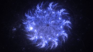 Soyut mavi fraktal ışık arkaplanı 3 boyutlu oluşturuluyor