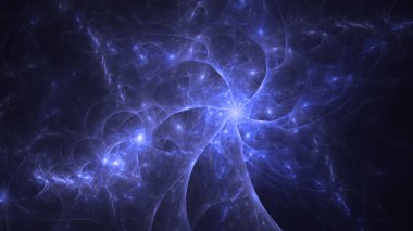 Soyut mavi fraktal ışık arkaplanı 3 boyutlu oluşturuluyor