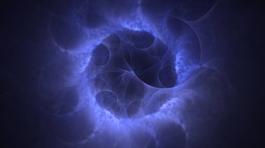 Soyut mavi fraktal ışık arkaplanı 3 boyutlu oluşturuluyor