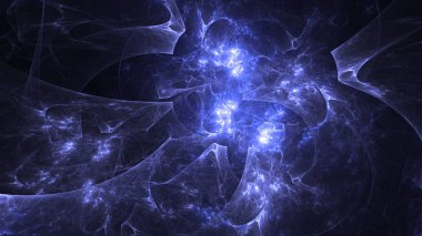 Soyut mavi fraktal ışık arkaplanı 3 boyutlu oluşturuluyor