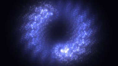 Soyut mavi fraktal ışık arkaplanı 3 boyutlu oluşturuluyor