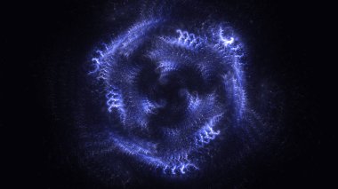 Soyut mavi fraktal ışık arkaplanı 3 boyutlu oluşturuluyor