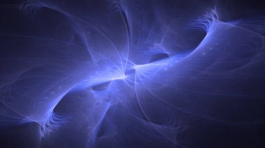 Soyut mavi fraktal ışık arkaplanı 3 boyutlu oluşturuluyor