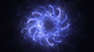Soyut mavi fraktal ışık arkaplanı 3 boyutlu oluşturuluyor