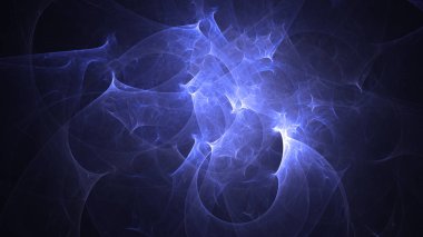 Soyut mavi fraktal ışık arkaplanı 3 boyutlu oluşturuluyor