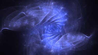 Soyut mavi fraktal ışık arkaplanı 3 boyutlu oluşturuluyor