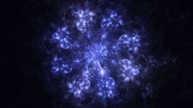 Soyut mavi fraktal ışık arkaplanı 3 boyutlu oluşturuluyor