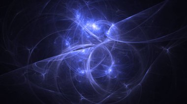 Soyut mavi fraktal ışık arkaplanı 3 boyutlu oluşturuluyor