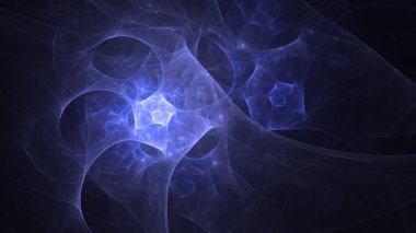 Soyut mavi fraktal ışık arkaplanı 3 boyutlu oluşturuluyor