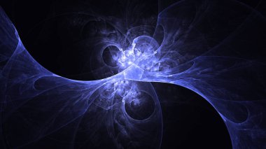 Soyut mavi fraktal ışık arkaplanı 3 boyutlu oluşturuluyor