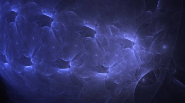 Soyut mavi fraktal ışık arkaplanı 3 boyutlu oluşturuluyor
