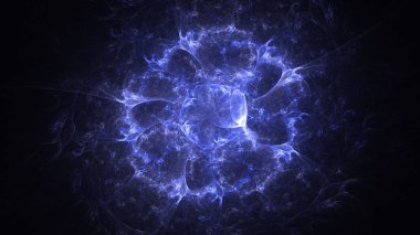 Soyut mavi fraktal ışık arkaplanı 3 boyutlu oluşturuluyor