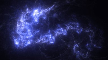 Soyut mavi fraktal ışık arkaplanı 3 boyutlu oluşturuluyor