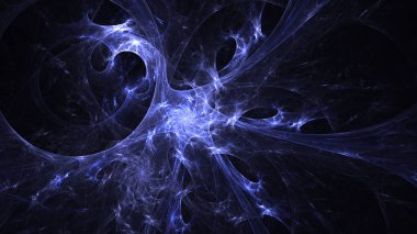 Soyut mavi fraktal ışık arkaplanı 3 boyutlu oluşturuluyor