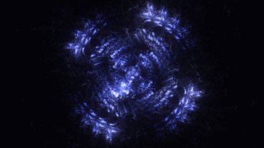 Soyut mavi fraktal ışık arkaplanı 3 boyutlu oluşturuluyor