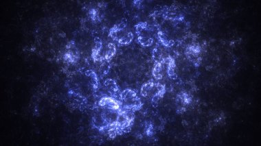 Soyut mavi fraktal ışık arkaplanı 3 boyutlu oluşturuluyor