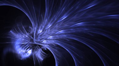 Soyut mavi fraktal ışık arkaplanı 3 boyutlu oluşturuluyor