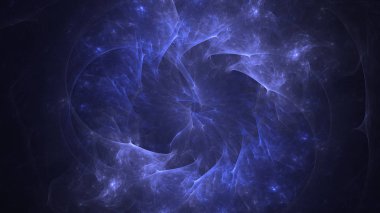 Soyut mavi fraktal ışık arkaplanı 3 boyutlu oluşturuluyor
