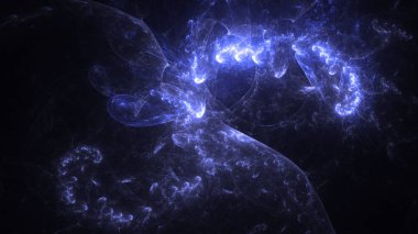 Soyut mavi fraktal ışık arkaplanı 3 boyutlu oluşturuluyor