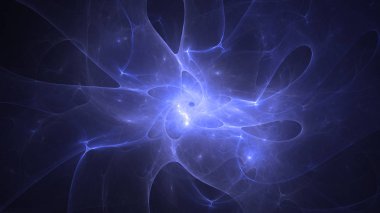Soyut mavi fraktal ışık arkaplanı 3 boyutlu oluşturuluyor