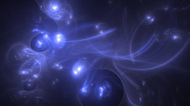Soyut mavi fraktal ışık arkaplanı 3 boyutlu oluşturuluyor