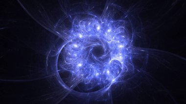 Soyut mavi fraktal ışık arkaplanı 3 boyutlu oluşturuluyor