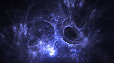 Soyut mavi fraktal ışık arkaplanı 3 boyutlu oluşturuluyor