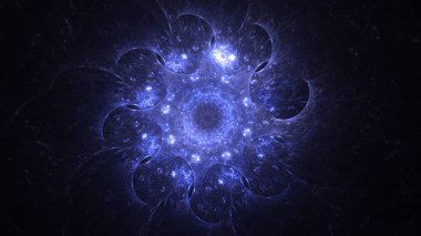 Soyut mavi fraktal ışık arkaplanı 3 boyutlu oluşturuluyor
