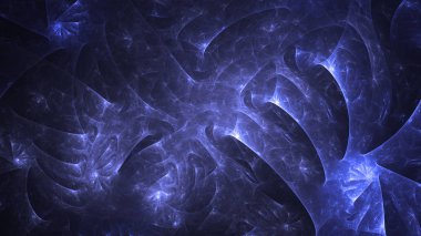 Soyut mavi fraktal ışık arkaplanı 3 boyutlu oluşturuluyor