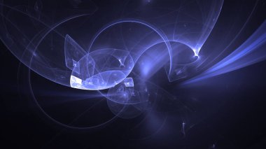 Soyut mavi fraktal ışık arkaplanı 3 boyutlu oluşturuluyor