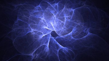 Soyut mavi fraktal ışık arkaplanı 3 boyutlu oluşturuluyor