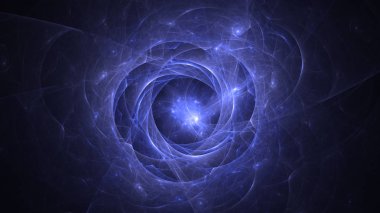 Soyut mavi fraktal ışık arkaplanı 3 boyutlu oluşturuluyor