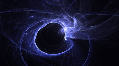 Soyut mavi fraktal ışık arkaplanı 3 boyutlu oluşturuluyor