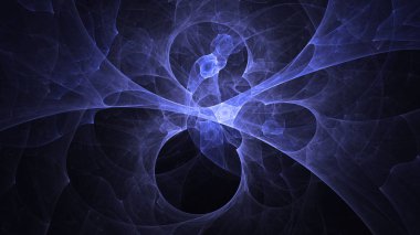 Soyut mavi fraktal ışık arkaplanı 3 boyutlu oluşturuluyor