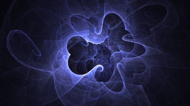 Soyut mavi fraktal ışık arkaplanı 3 boyutlu oluşturuluyor