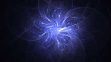Soyut mavi fraktal ışık arkaplanı 3 boyutlu oluşturuluyor