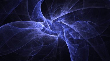 Soyut mavi fraktal ışık arkaplanı 3 boyutlu oluşturuluyor