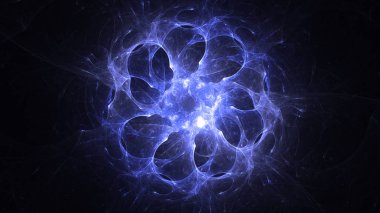 Soyut mavi fraktal ışık arkaplanı 3 boyutlu oluşturuluyor